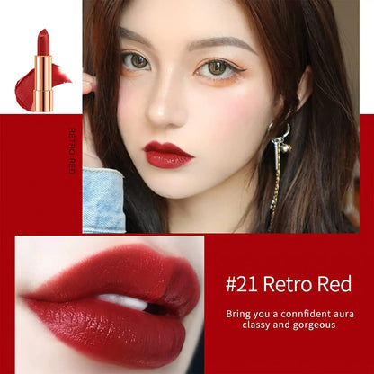 Matte Lipstick Set – 3 Colors Velvet Lipsticks with Silver Chain Bag Gift Box – Private Label Make Up 3.5g x 3