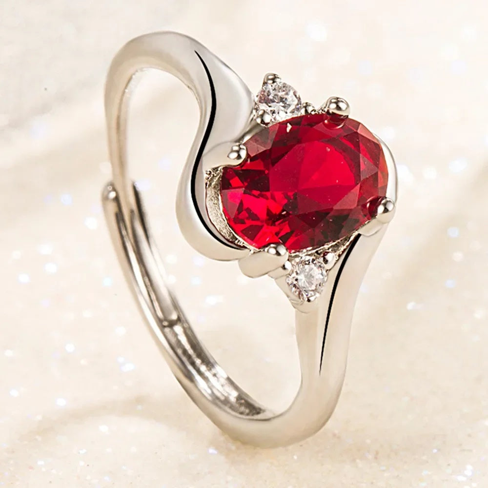 💍✨ Silver Ruby Ring – Adjustable Classic Elegance ✨❤️