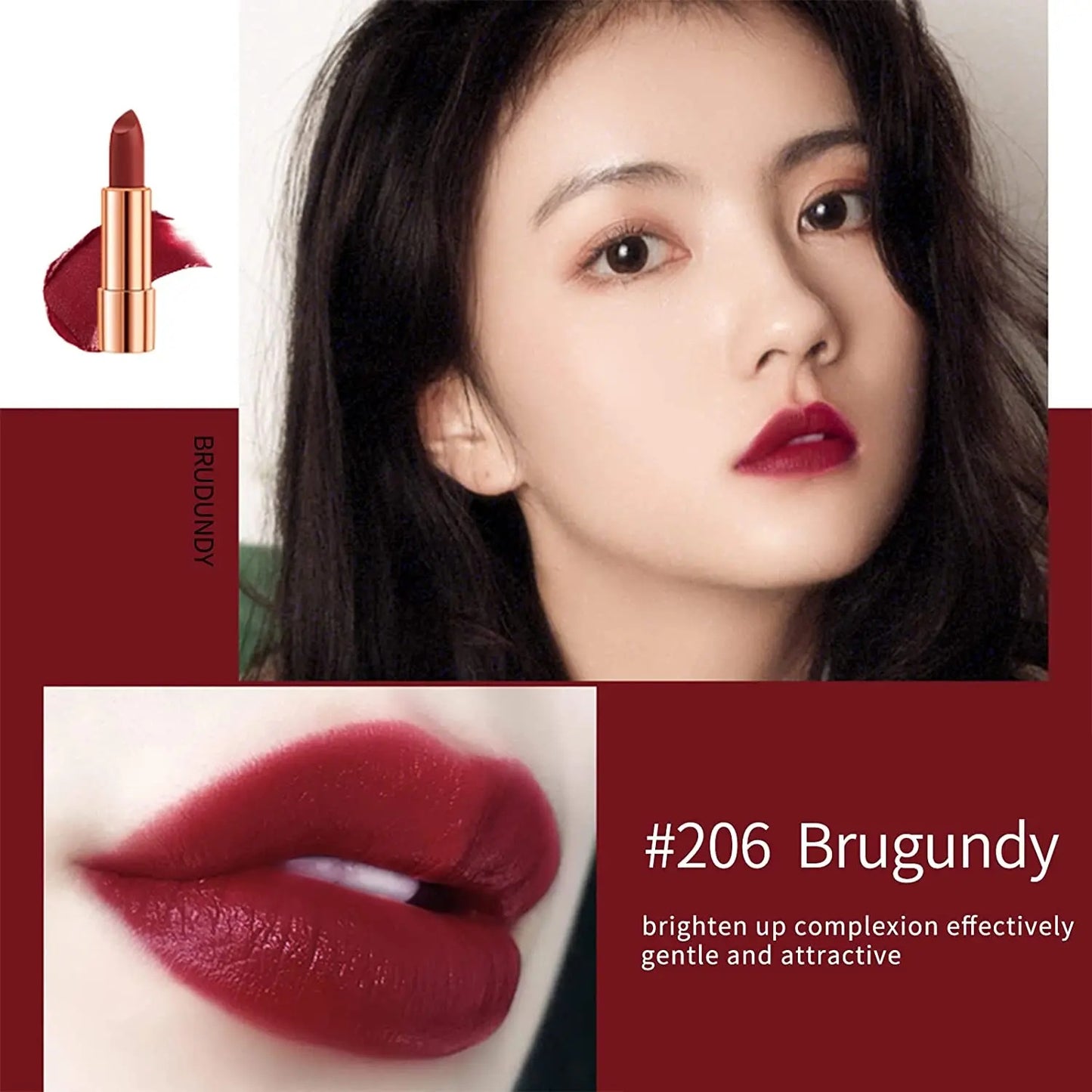 Matte Lipstick Set – 3 Colors Velvet Lipsticks with Silver Chain Bag Gift Box – Private Label Make Up 3.5g x 3
