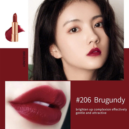 Matte Lipstick Set – 3 Colors Velvet Lipsticks with Silver Chain Bag Gift Box – Private Label Make Up 3.5g x 3